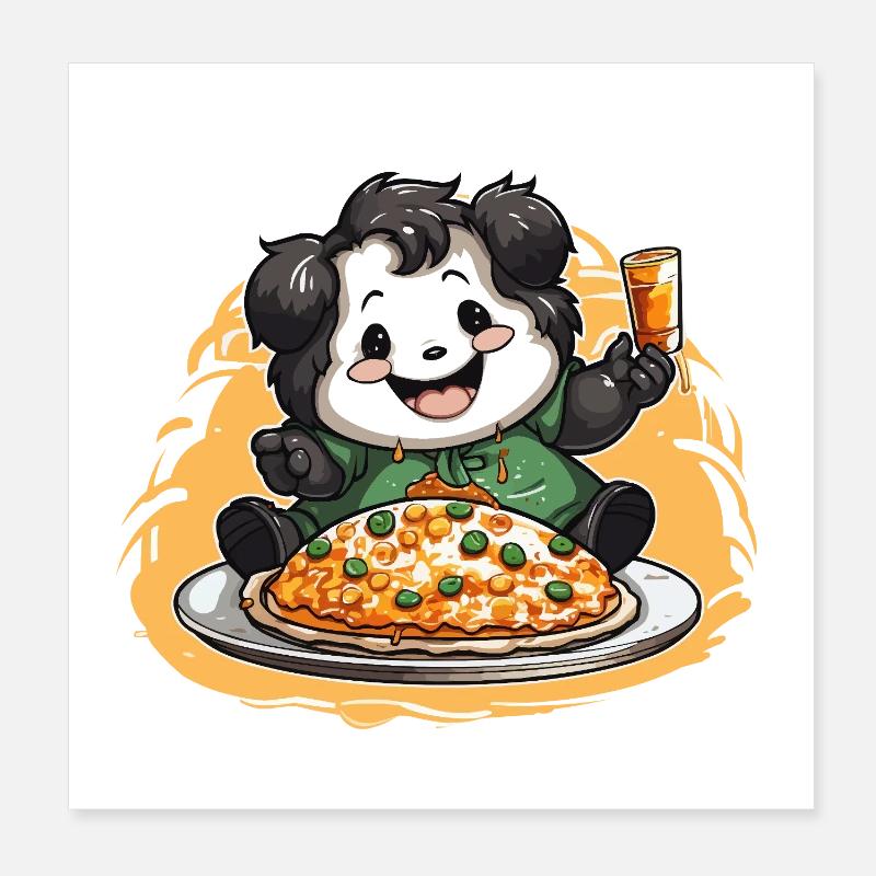 Pizza Panda Feier Poster 20x20 cm