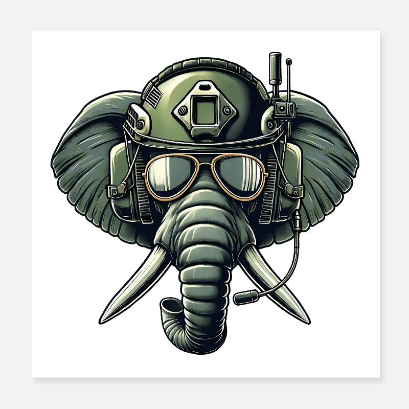 Elephant on a mission Poster 8" x 8" (20x20 cm)