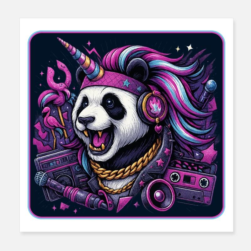 Panda Einhorn Party Poster 20x20 cm
