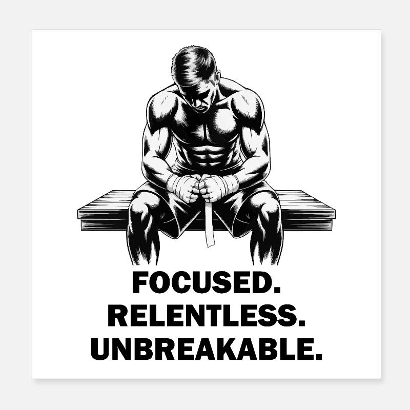 Combattant MMA concentré, implacable et incassable Poster 20 x 20 cm