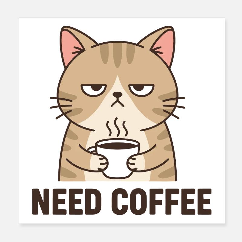 Kaffee Wütende Katze Poster 20x20 cm