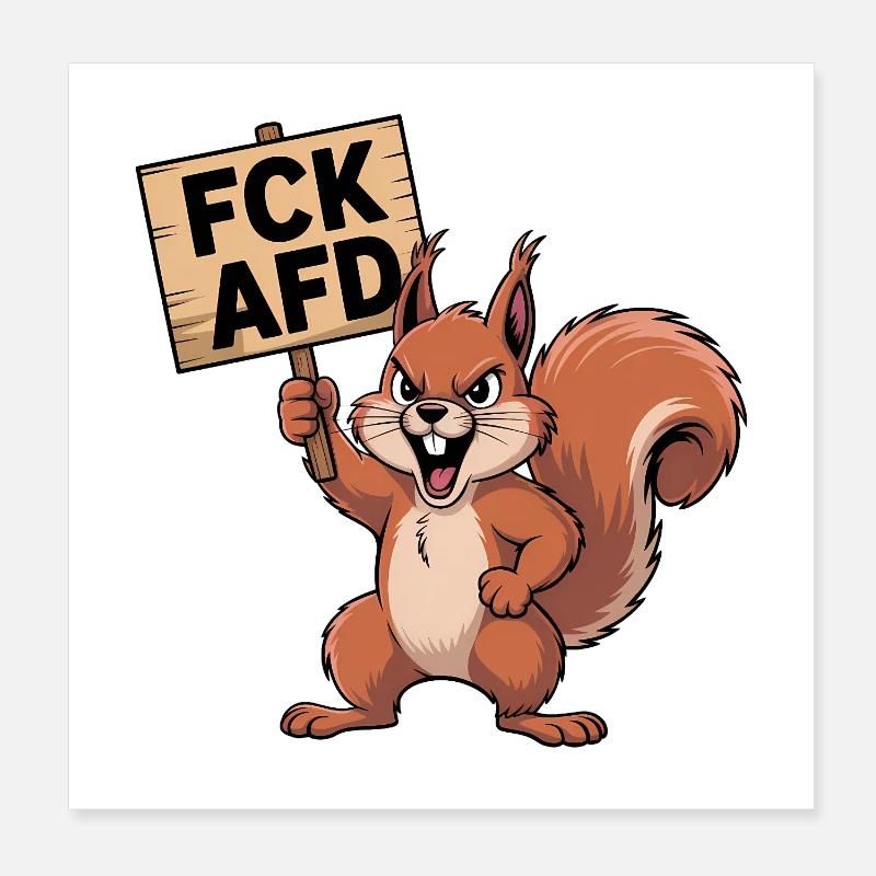 FCK AFD - Antifa Eichhörnchen Tee Poster 20x20 cm