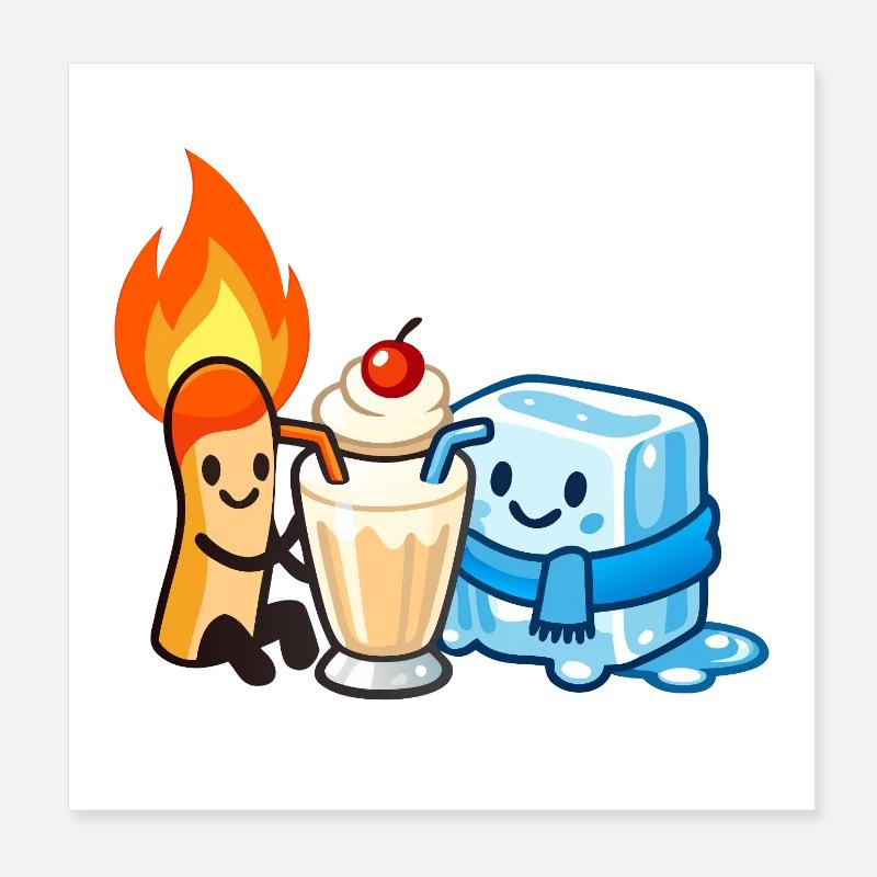 Les opposés sirotent ensemble Poster 20 x 20 cm