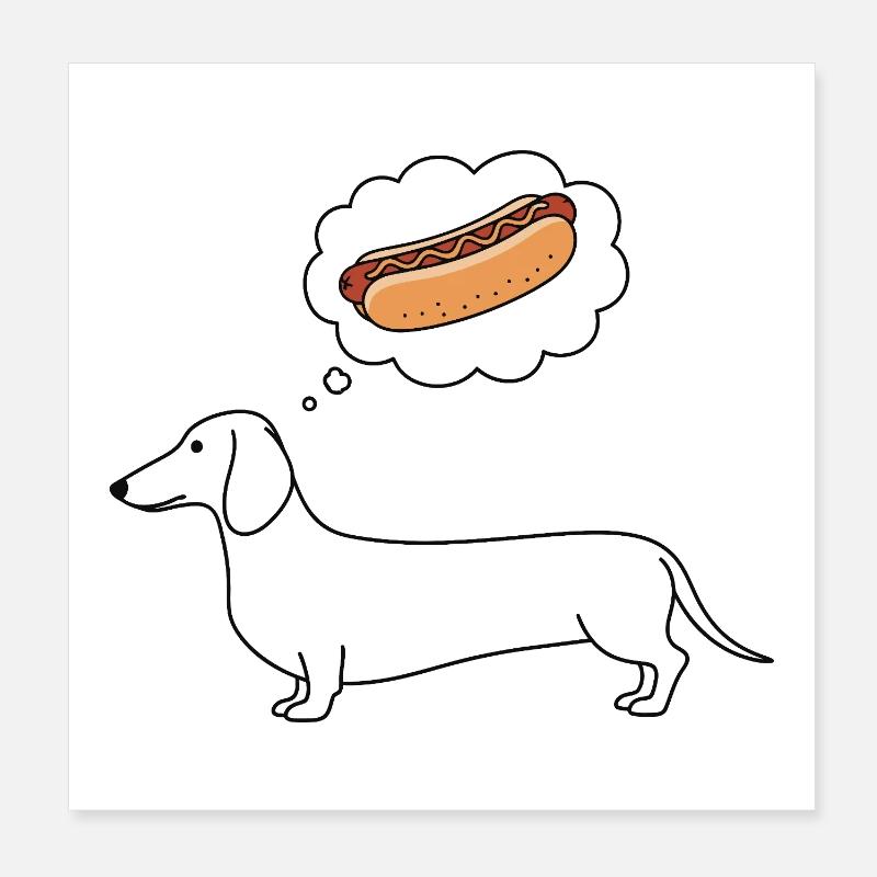 Dachshund thinks hot dog Poster 8" x 8" (20x20 cm)