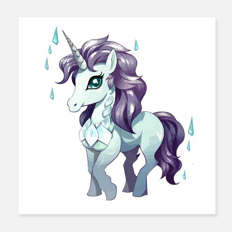 Pluie de Cristal Licorne Poster 20 x 20 cm
