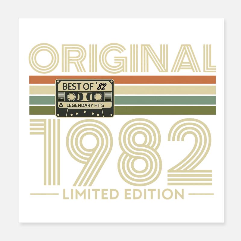 1982 Retro Édition Limitée Boombox Poster 20 x 20 cm