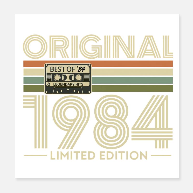 Originale Limited Edition Retro von 1984 - Poster 20x20 cm - Weiß