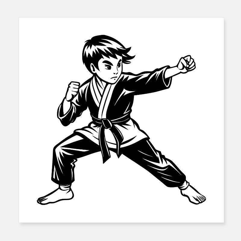 Boy kid karate Poster 8" x 8" (20x20 cm)