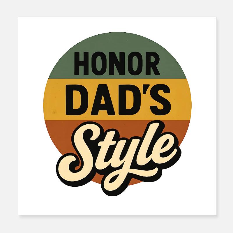 Father's Style Retro Circle Poster 8" x 8" (20x20 cm)