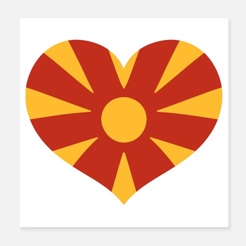 Macedonia Heart Emblem Poster 8" x 8" (20x20 cm)