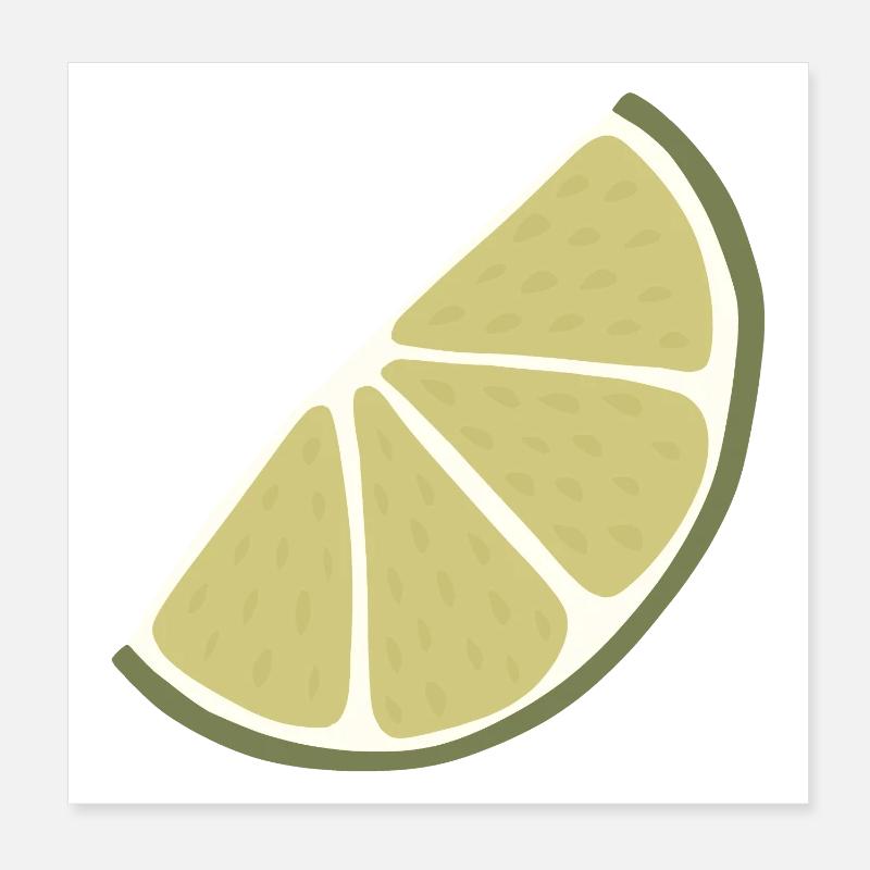Lime Slice Minimalistische Limette Poster 20x20 cm
