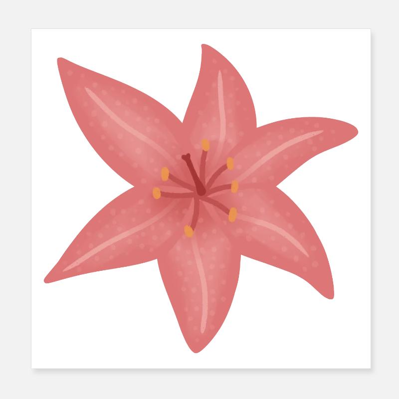 Illustration de fleur de lys rose Poster 20 x 20 cm