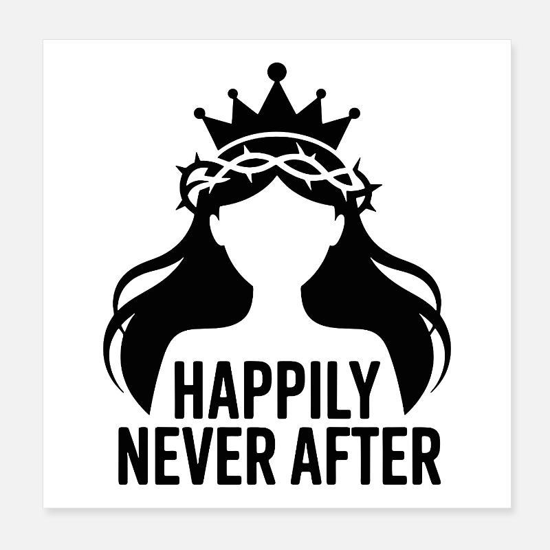 Happily Never After Silhouette Princess Poster 8" x 8" (20x20 cm)