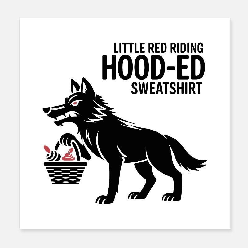 Märchen Wolf mit Korb Poster 20x20 cm