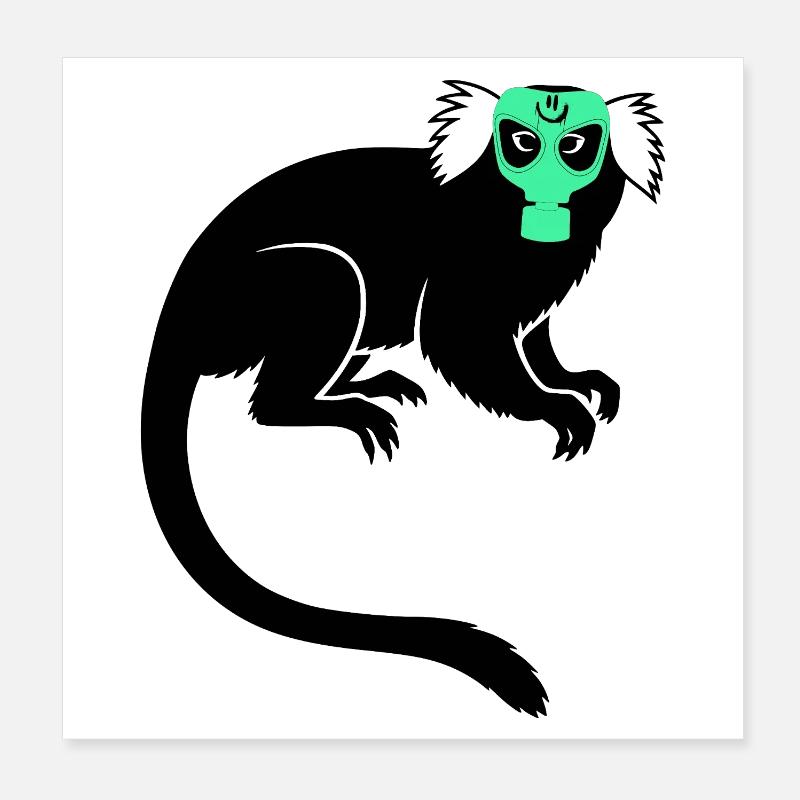 Tamarin Singe proteste contre le masque à gaz Poster 20 x 20 cm