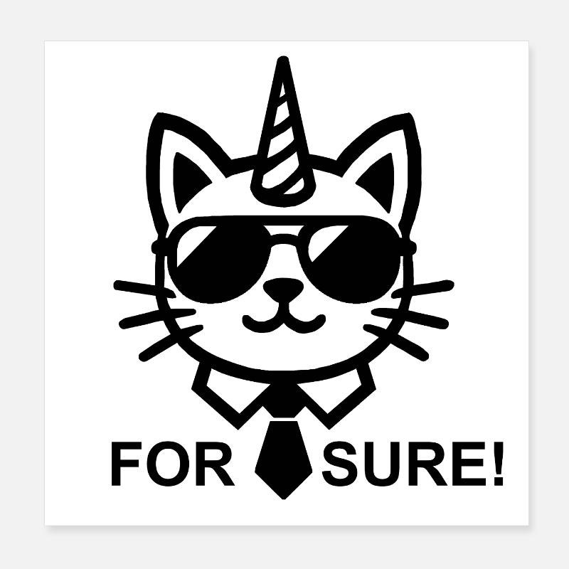 Katzen-Einhorn auf jeden Fall! - Poster 20x20 cm - Weiß