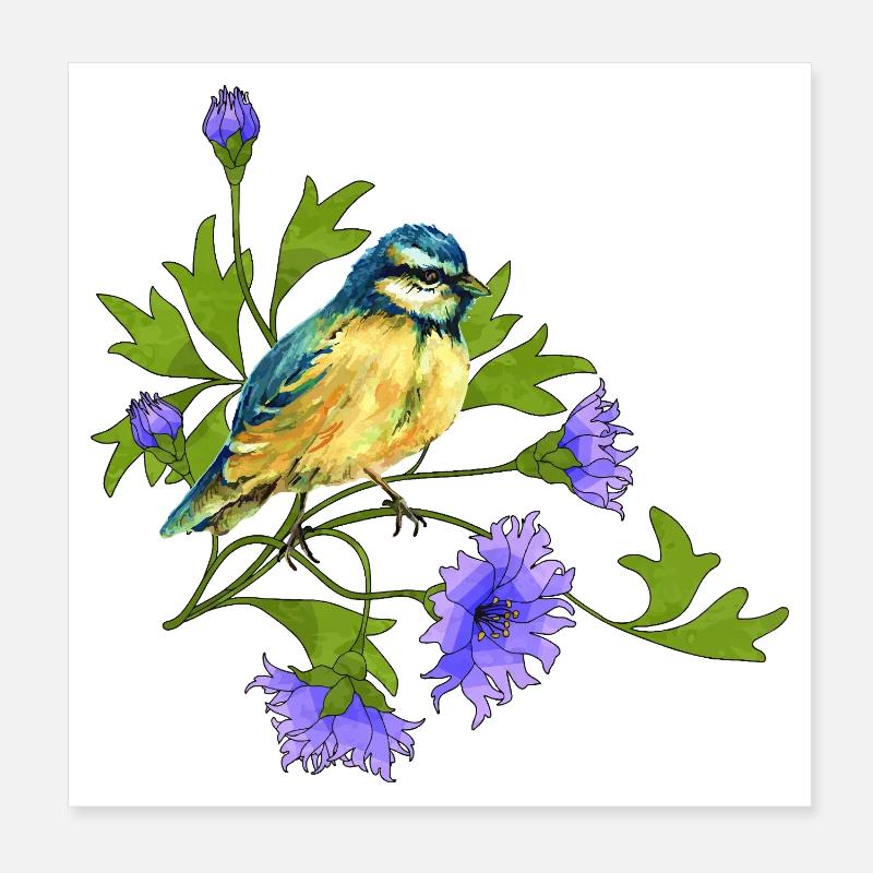 Oiseau coloré Poster 20 x 20 cm