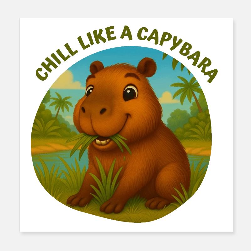 Chill like a Capybara Poster 8" x 8" (20x20 cm)