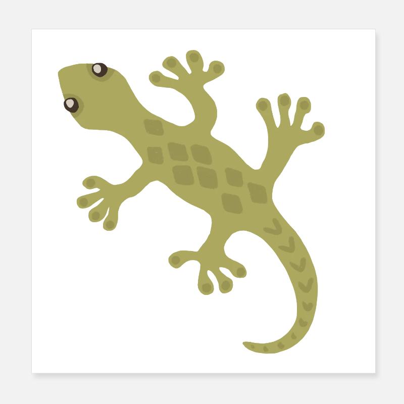 Lime Gecko Silhouette Muster Poster 20x20 cm