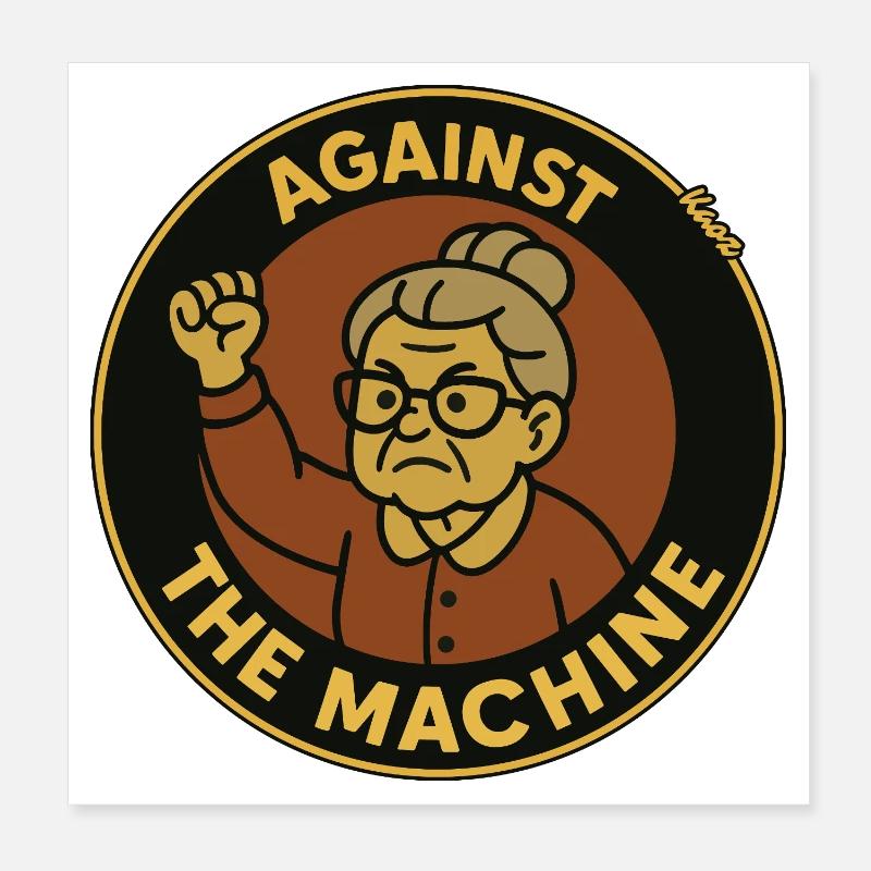 Contre la machine – Grand-mère Proteste Poster 20 x 20 cm