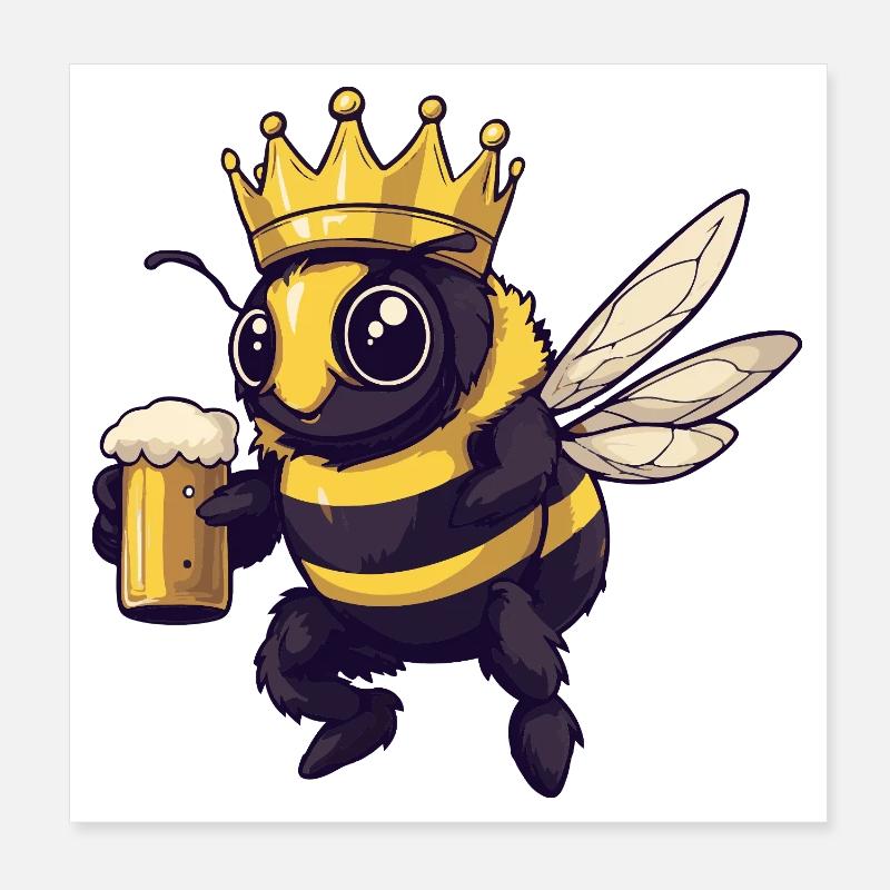Roi de la Bière Abeille Poster 20 x 20 cm