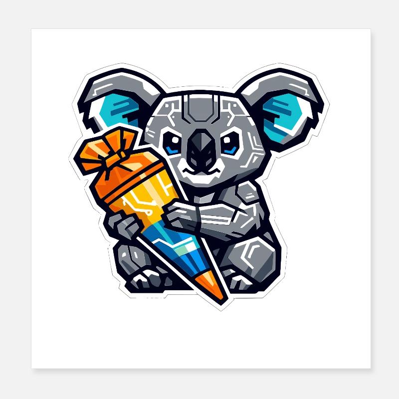 Endlich Schulkind Koala Schultüte Einschulung Poster 20x20 cm