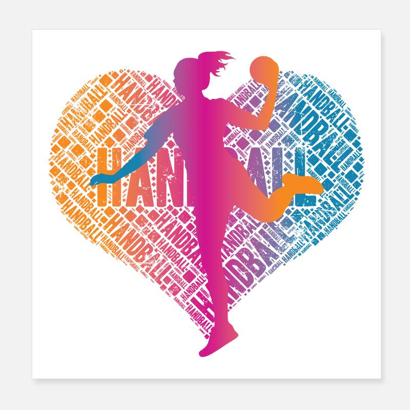 Handball Player Heart Poster 8" x 8" (20x20 cm)