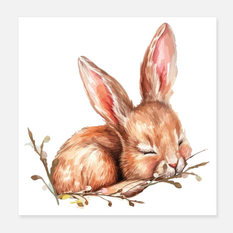 little bunny Easter Poster 8" x 8" (20x20 cm)