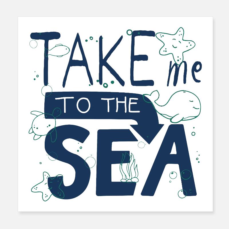 Emmène-moi à la mer – Vacances en mer Doodle Poster 20 x 20 cm