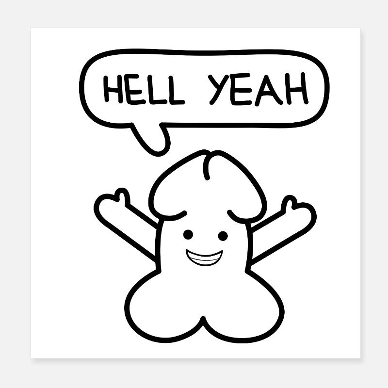 lustiges Junior 'Hell yes'-Emoticon Poster 20x20 cm