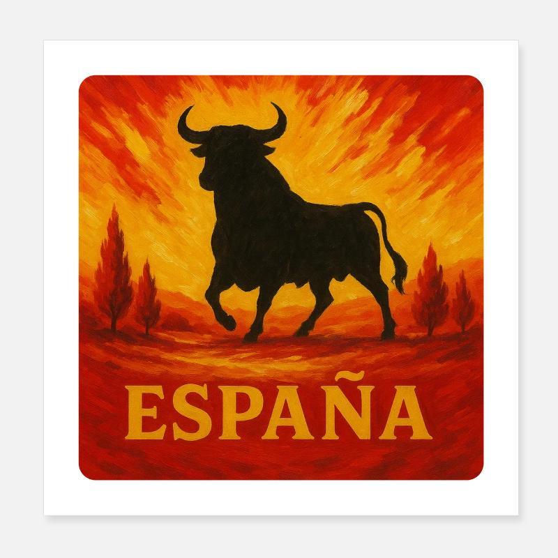 Spain Taurus Sunset Poster 8" x 8" (20x20 cm)