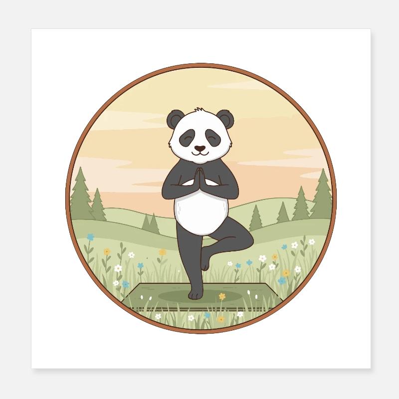 Yoga Panda Bear faisant de l’art en posture d’arbre Poster 20 x 20 cm