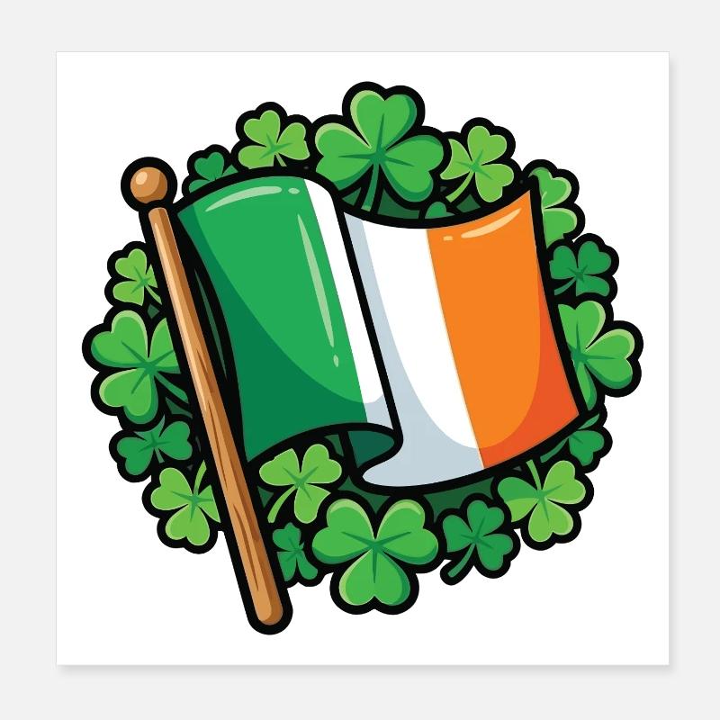 Irish Flag Clover Pride Poster 8" x 8" (20x20 cm)
