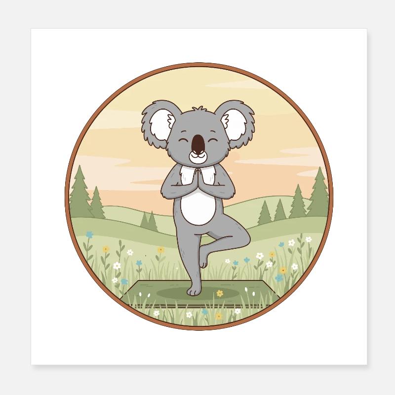 Yoga Koala Bear réalisant des postures d’arbre Poster 20 x 20 cm