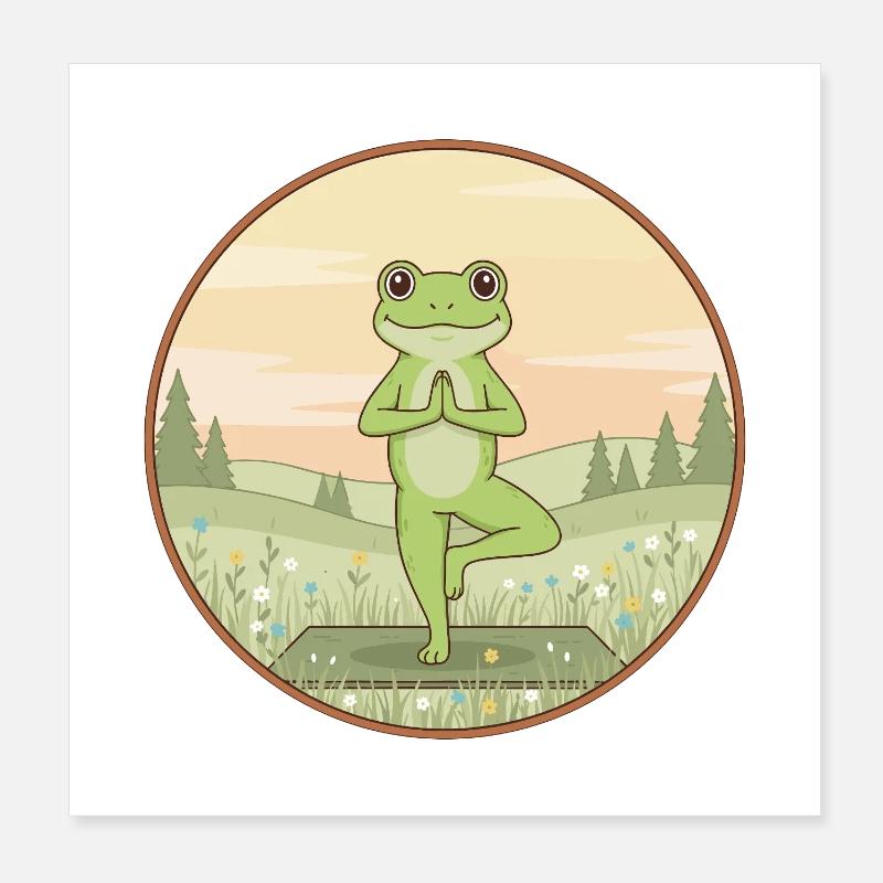 Grenouille de yoga Amphibien faisant la posture de l’arbre Poster 20 x 20 cm