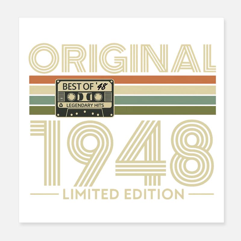 Original 1948 Retro Cassette Tee Poster 20 x 20 cm