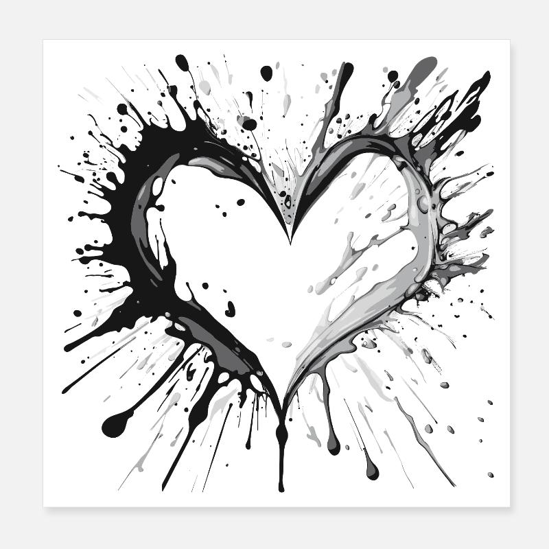 Ink Heart Splatter Poster 8" x 8" (20x20 cm)