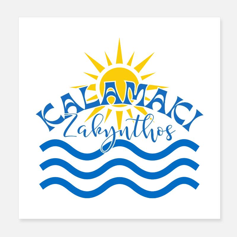 Kalamaki Zakynthos Sun & Waves Poster 8" x 8" (20x20 cm)