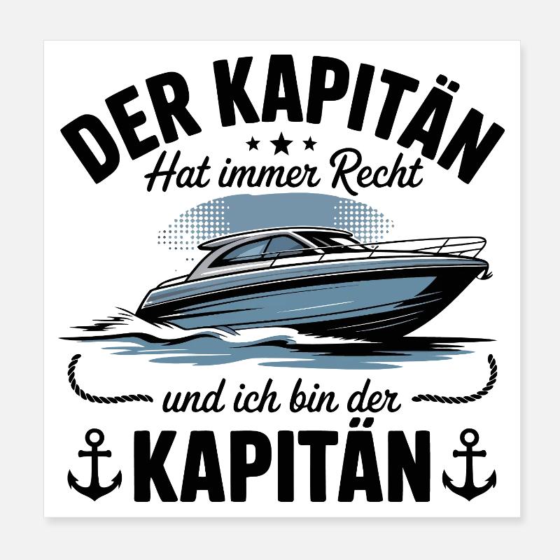 Kapitän Boot Bootsführerschein Poster 20x20 cm
