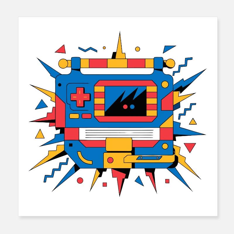 Retro-Neon-Konsole Poster 20x20 cm