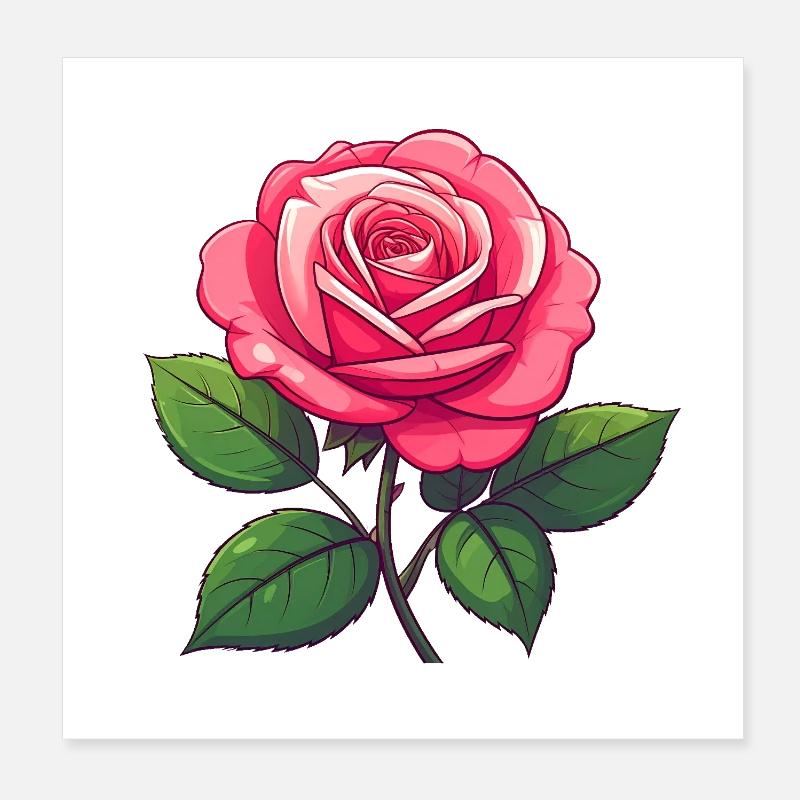 Pink Rose Poster 8" x 8" (20x20 cm)