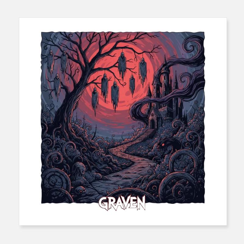  Graven Mondnacht im Gräberwald Poster 20x20 cm