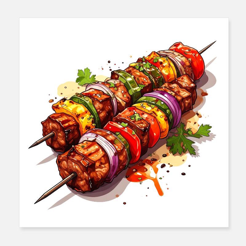 Brochette barbecue Poster 20 x 20 cm