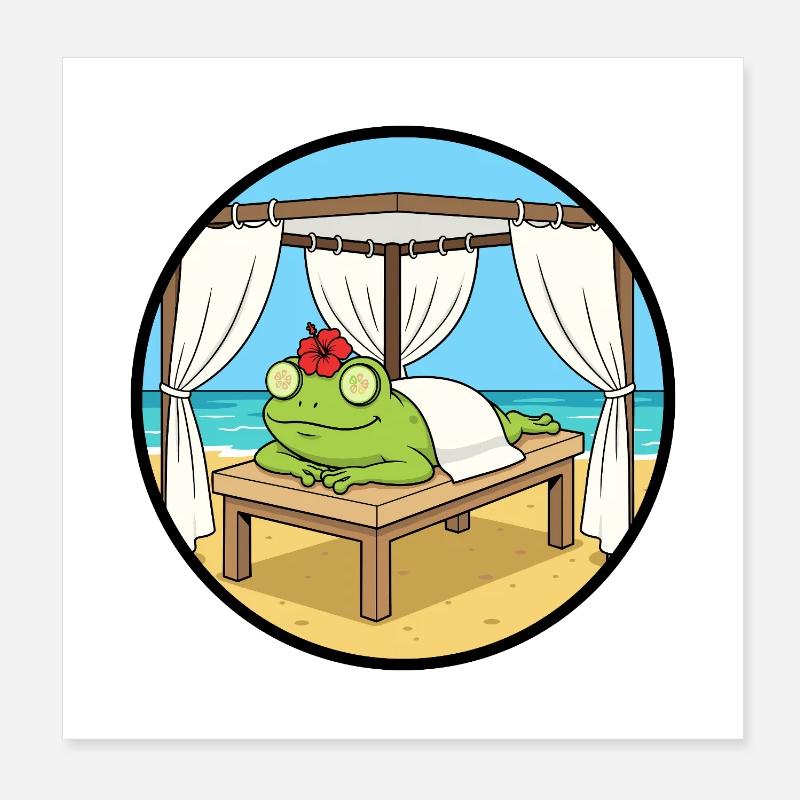 Art relaxant de la grenouille de plage Spa Poster 20 x 20 cm