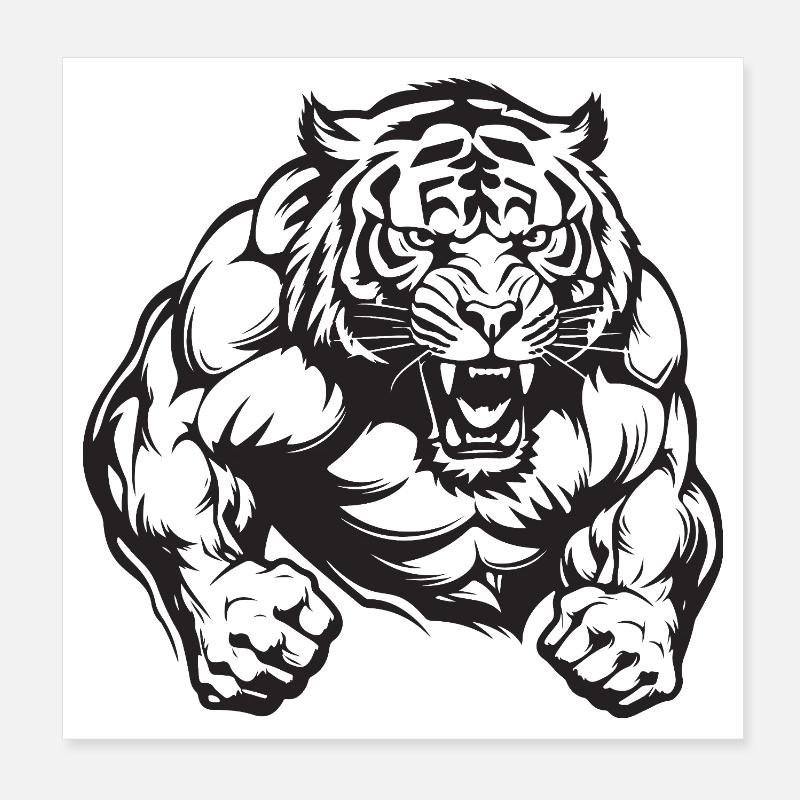 Culturisme Tiger Poster 20 x 20 cm