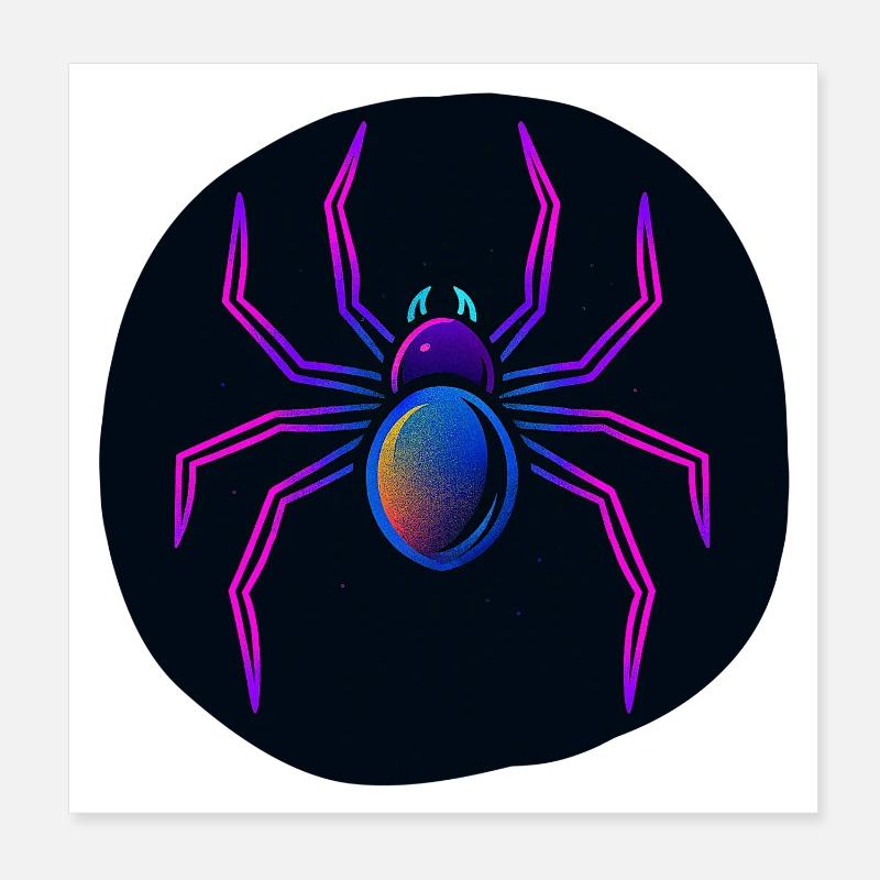 Neon Spider in Space Poster 8" x 8" (20x20 cm)