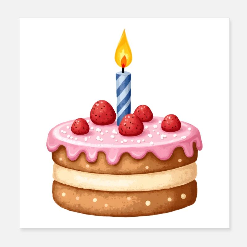 cake birthday Poster 8" x 8" (20x20 cm)