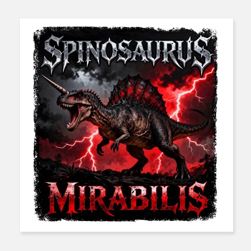 Spinosaurus Mirabilis – Dino mit Donner und Blitz Poster 20x20 cm