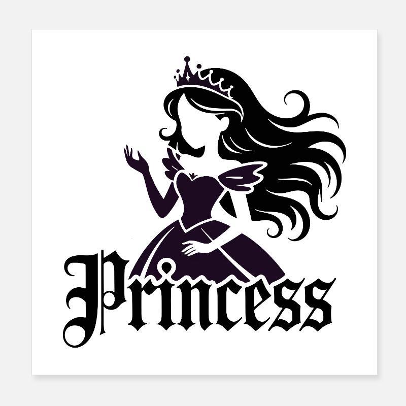 Silhouette de la princesse Poster 20 x 20 cm