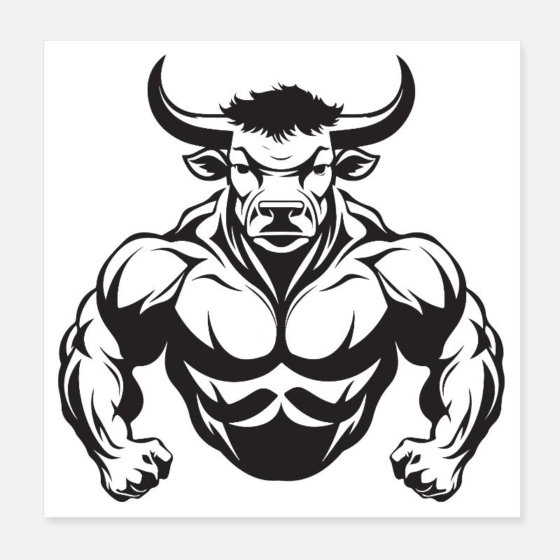 Muscles de taureau Taureau Poster 20 x 20 cm